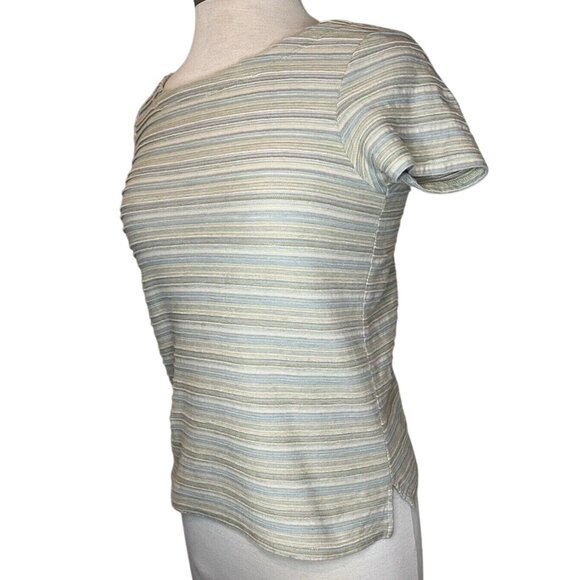 Vintage J. Jill Women SP Striped Short Sleeve  Cotton Top USA Y2K Pullover - Picture 3 of 13